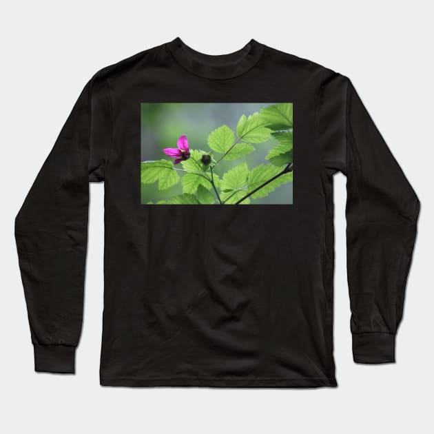 Salmon berry flowers Long Sleeve T-Shirt by DlmtleArt